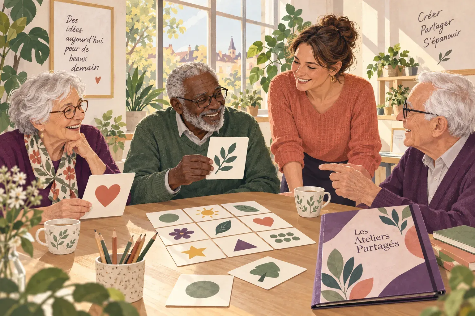 Un moment convivial autour de supports d’atelier et de cartes à partager